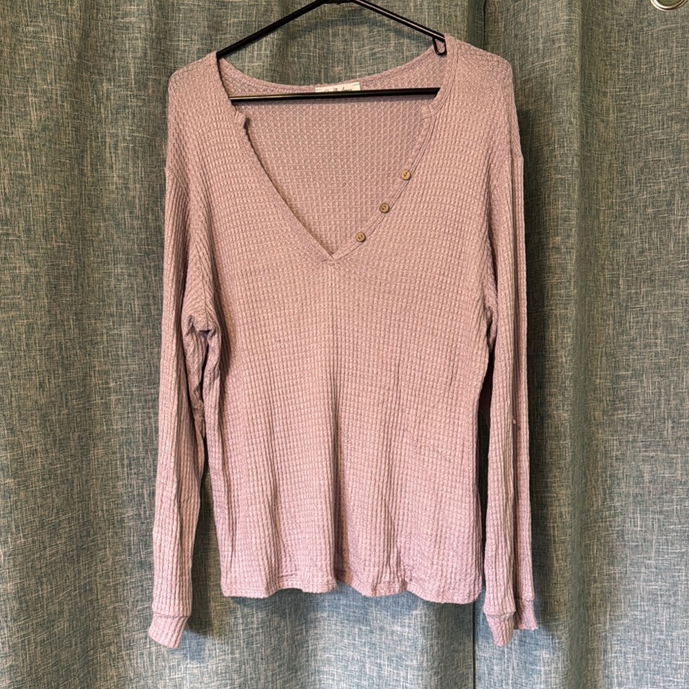 Women's V-Neck Long Sleeve Top - Purple